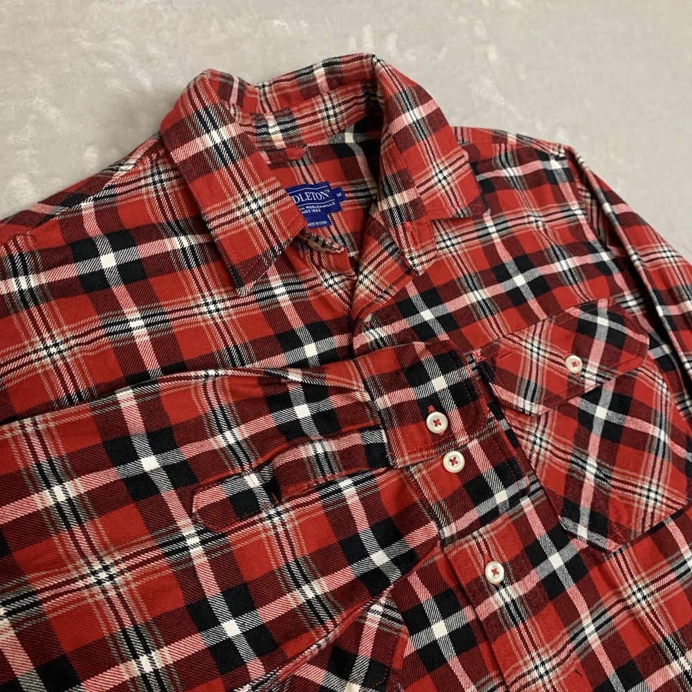 Pendleton Flannel Shirt Mens Medium Plaid Button Up Long Sleeve Cotton Pockets